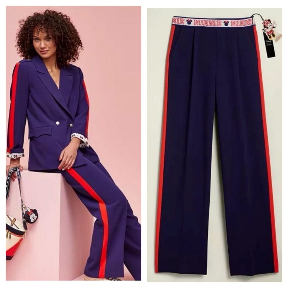 Disney Macy's Minnie Majorette Tailored Straight Leg Pants Navy Red 22W NWT